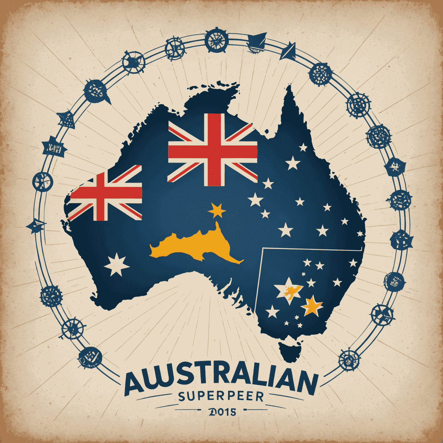 AustralianSuper logo featuring a stylized Australian map with superannuation symbols