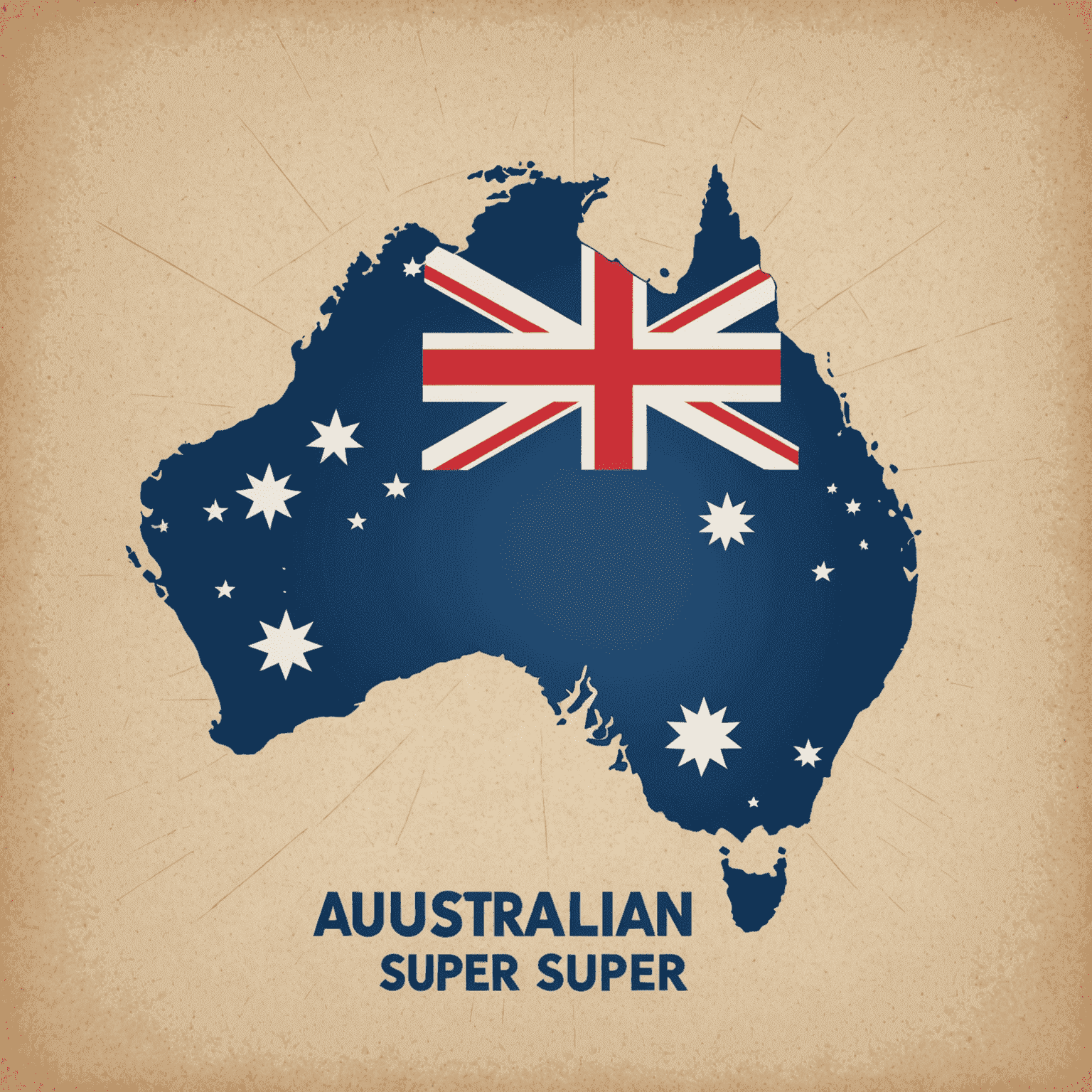 AustralianSuper logo featuring a stylized Australian map with superannuation symbols