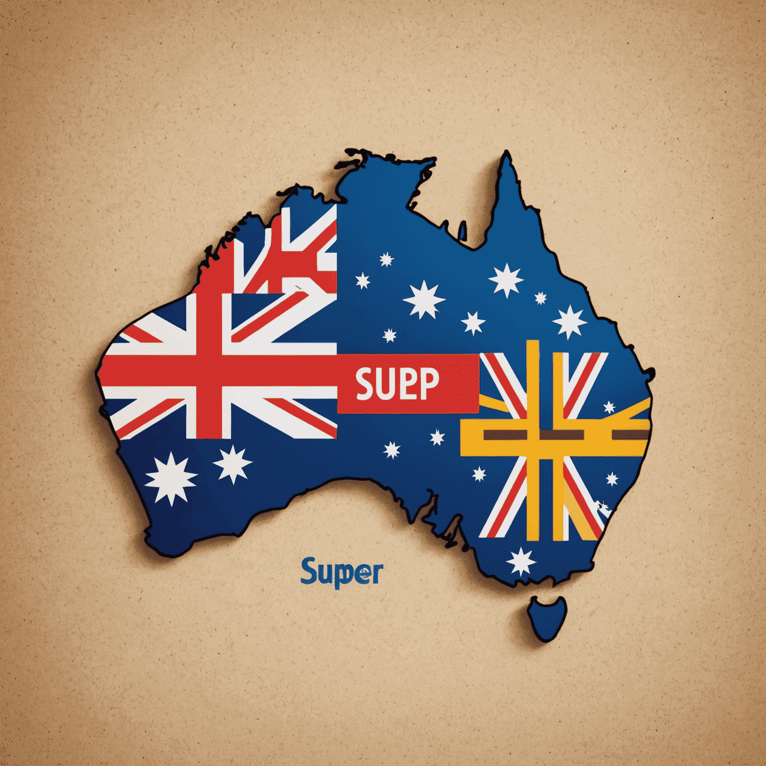 AustralianSuper logo featuring a stylized Australian map with superannuation symbols