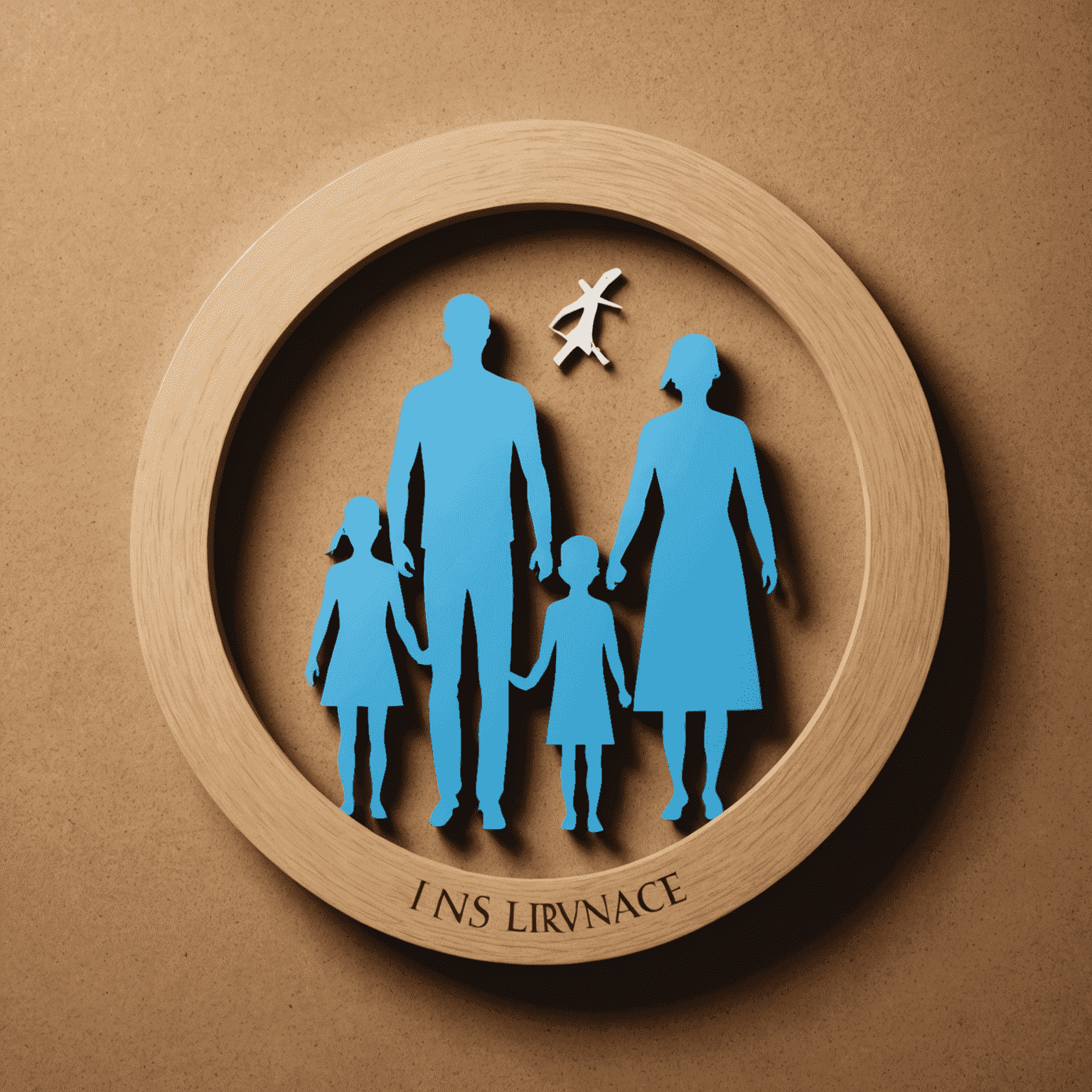 Various insurance icons representing death cover, TPD, and income protection, with a family silhouette in the background