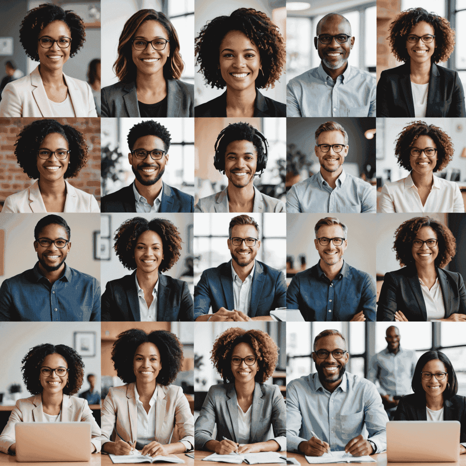 A collage of support services including online account management, financial advice sessions, and customer service representatives